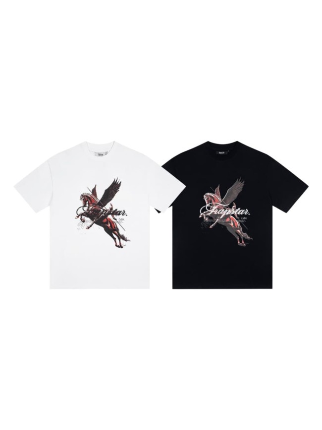 Trapstar Streetwear Tee with Red Pegasus & Script Logo Print T-Shirt 2 colors 29069438