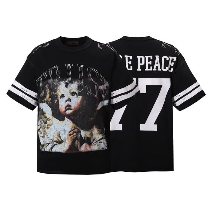 Dark Religious Angel Rhinestone Print Washed Tee 20 colors 29069152