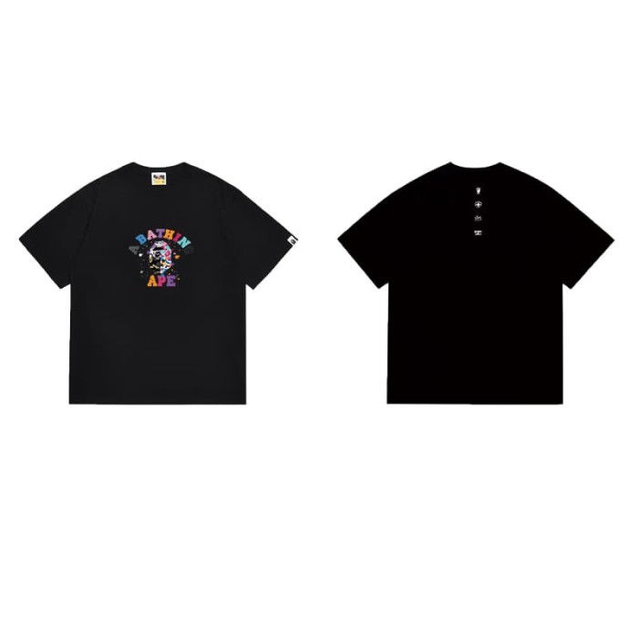 colorful letter camo spray ink print T-shirt 2 colors 29069010