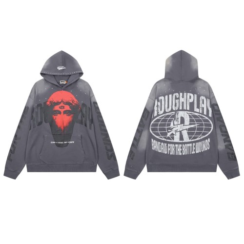 Oversized Y2K Grunge Streetwear Washed Cotton Graphic Print Hoodie 29069006