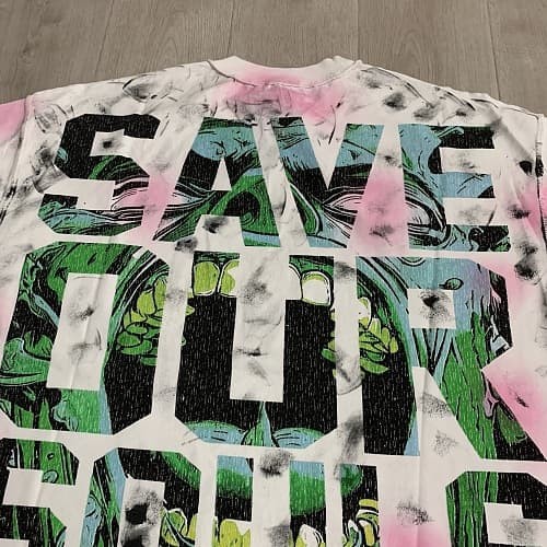 Dark Zombie Scream Tie-dye Rhinestone Print Washed Tee 29069148