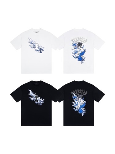 Trapstar Streetwear Tee with Blue Samurai & Cloud Print T-Shirt 2 colors 29069449