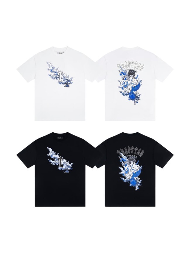 Trapstar Streetwear Tee with Blue Samurai & Cloud Print T-Shirt 2 colors 29069449