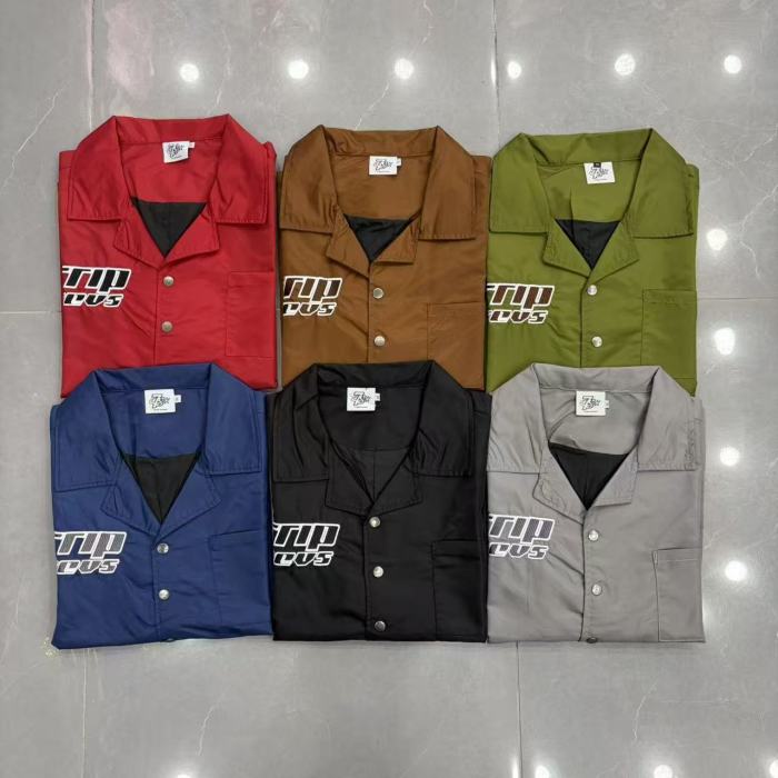 Y2K Workwear Set with Cuban Collar Shirt & Side Snap Shorts 6 colors 29069173