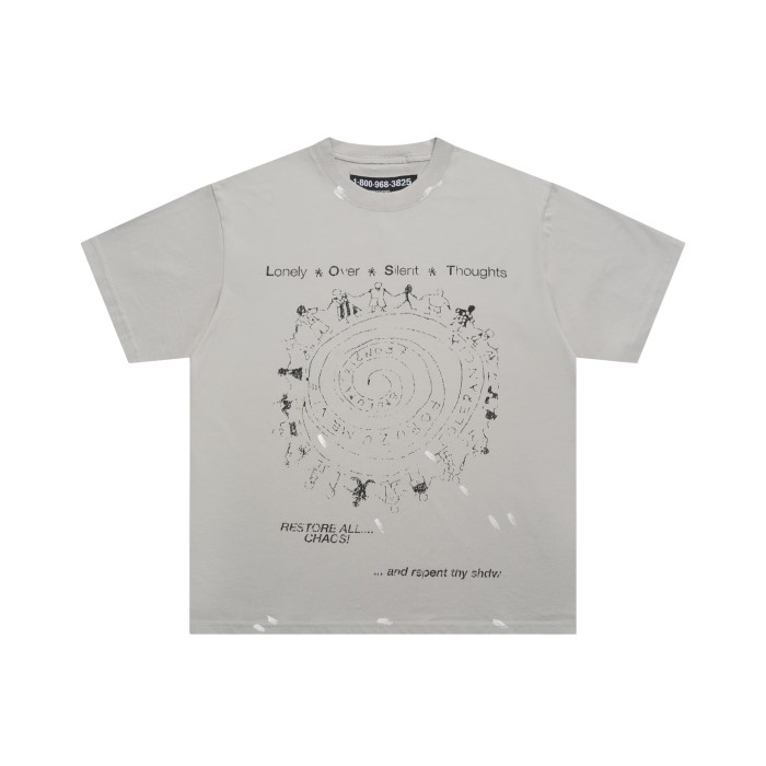 Spiral Figure Graffiti Splash Ink Print Washed Tee 29069144