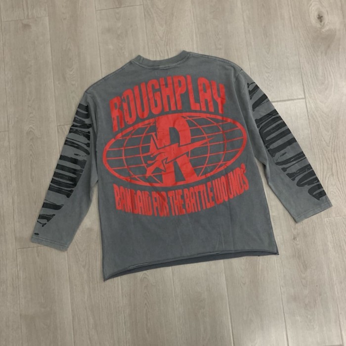 Baggy Distressed Retro Grunge with Bold Sleeve Text & Astro Boy Graphic Long Sleeve T-Shirt 29069104