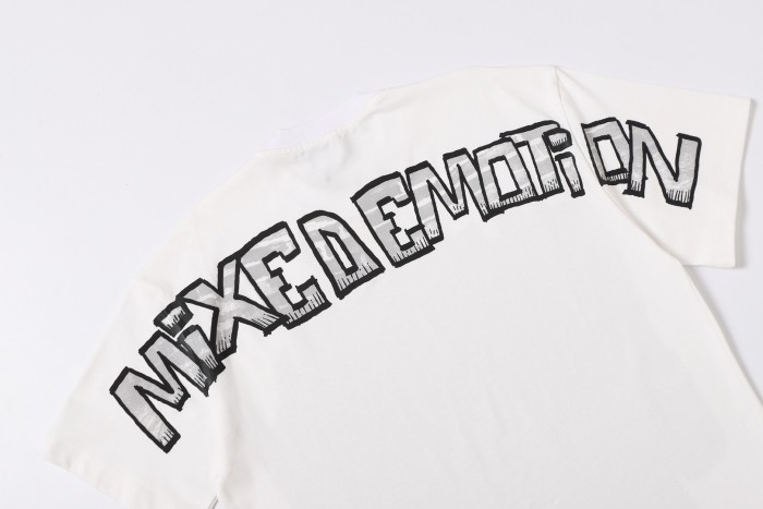 Cracked 3D letter white loose-fitting drop-shoulder short-sleeved T-shirt 29069167