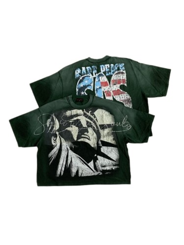 Deep Statue Of Liberty Sculpture Rhinestone Print Washed Tee 29069154