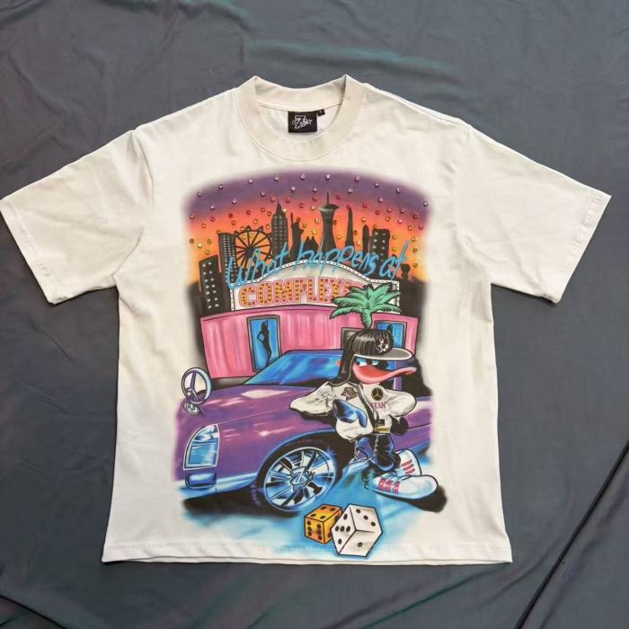 Graffiti angel pattern printed street hip hop crew neck tee 12 colors 29069216