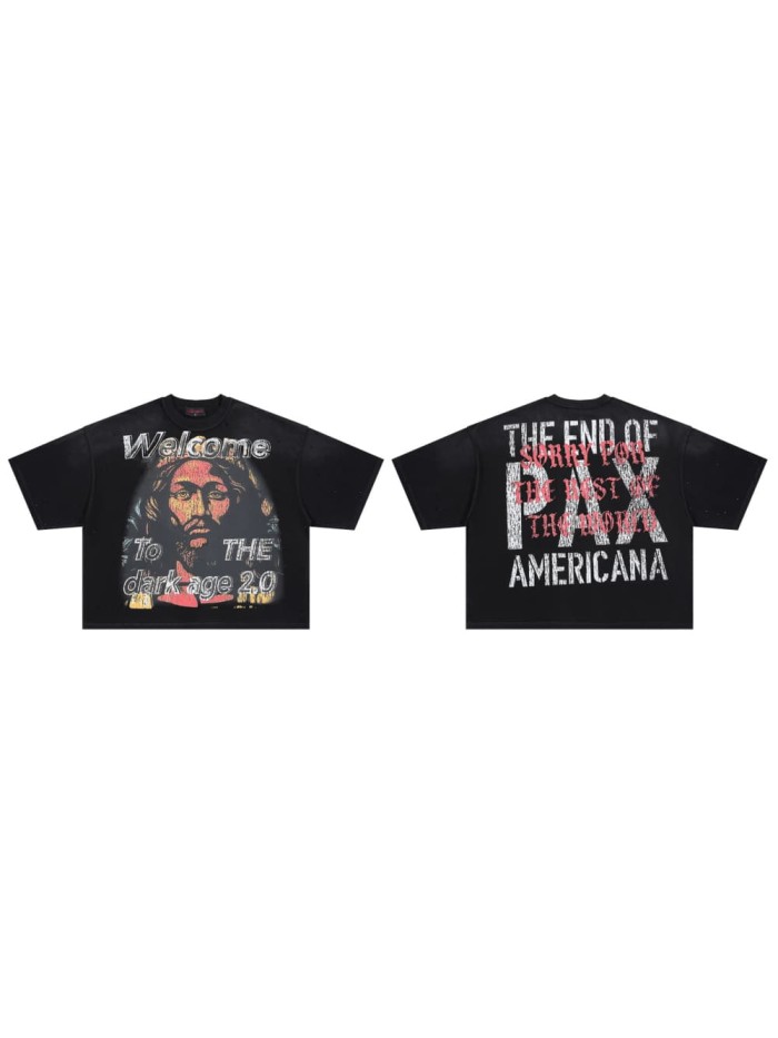 Dark Ages 2.0 Figure Rhinestone Print Washed Tee 29069409