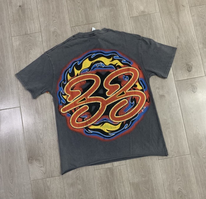 Flaming Bull Rhinestone Print Washed Tee 29069142