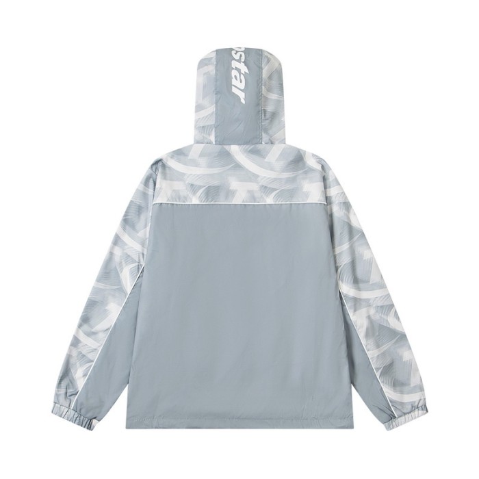 American Trend Spliced Color Block Hooded Windbreaker Zip Up Jacket & Pants Set 3 colors 29077707