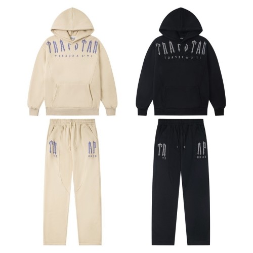 American Street Style Hot Drill Letter Print Spliced Fleece Lined Hoodie & Pants Set 2 colors 29077493