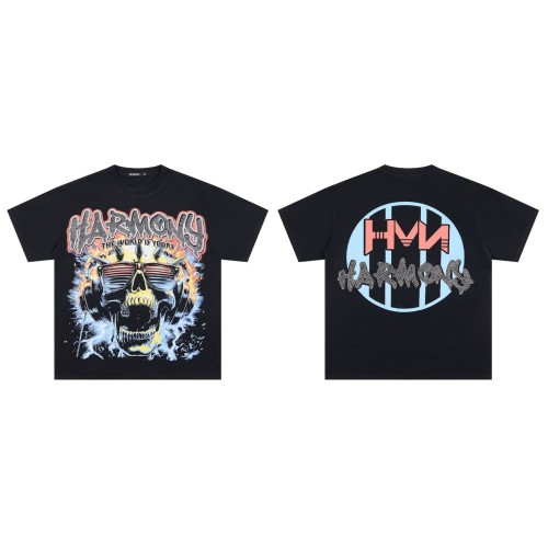 Flame Skull Sunglasses Rhinestone Print Tee 29077650