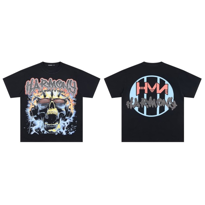 Flame Skull Sunglasses Rhinestone Print Tee 29077650