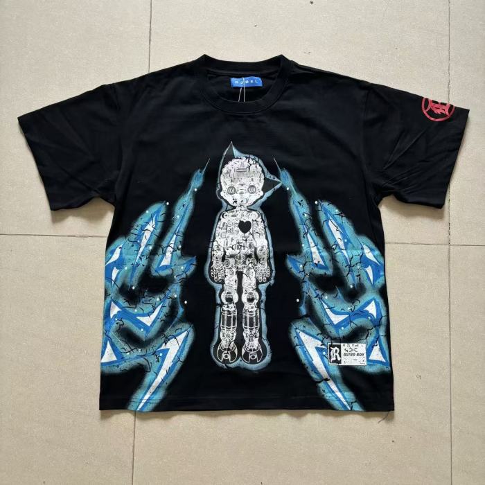 Dark High-Street Rebellious Rhinestone Print Washed Tee 11 colors 29077647