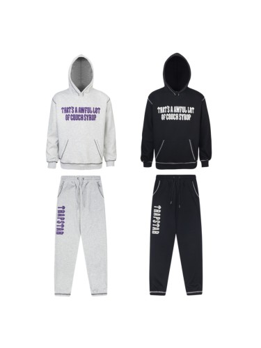 Letter Towel Embroidery Foam Print Hoodie & Pants Set 2 colors 29077530