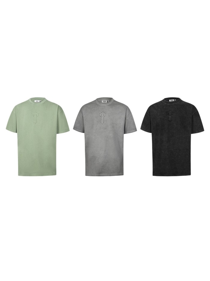 Oversized Retro Washed Streetwear Tee with Subtle  T  Logo Embroidery T-Shirt 3 colors 29077365