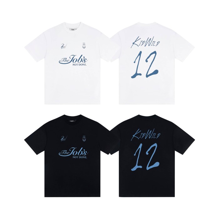 Minimalist Tee with Handwritten Script Text &  12  Number Print T-Shirt 2 colors 29077287
