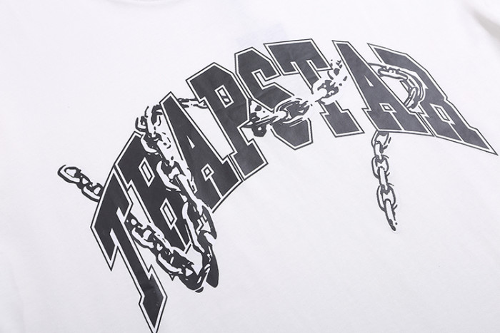 Streetwear Tee with Arch Logo & Silver Chain Print Crew Neck T-Shirt 2 colors 29077364