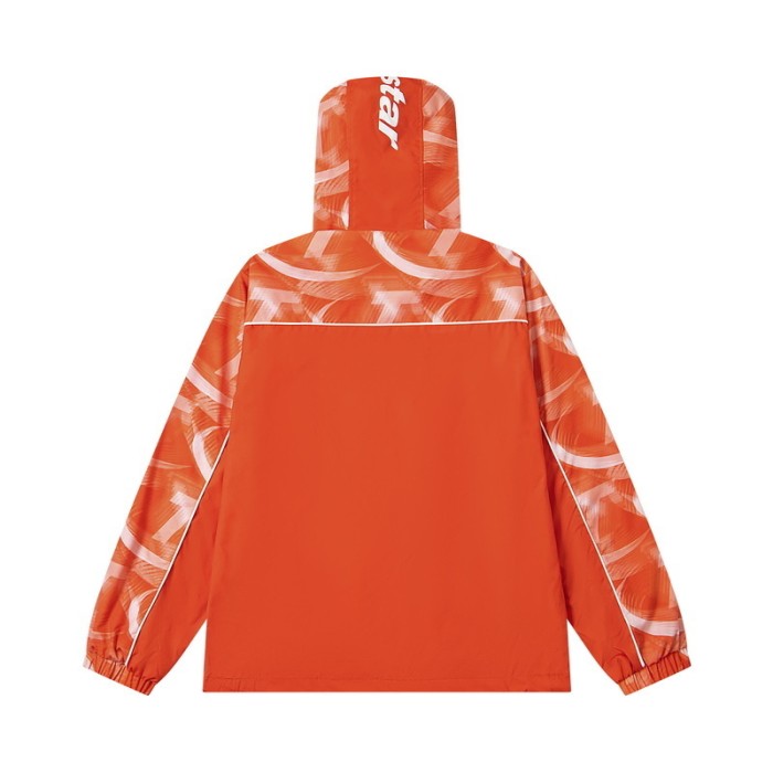 American Trend Spliced Color Block Hooded Windbreaker Zip Up Jacket & Pants Set 3 colors 29077707