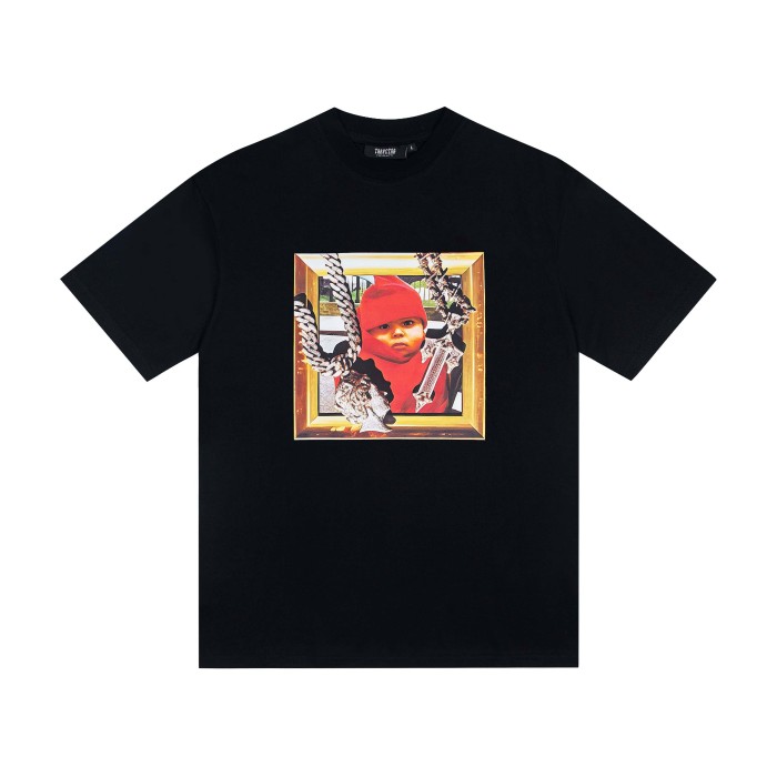 Front Framed Kid Portrait & Back Trapstar Gothic Logo Print T-Shirt 2 colors 29077294