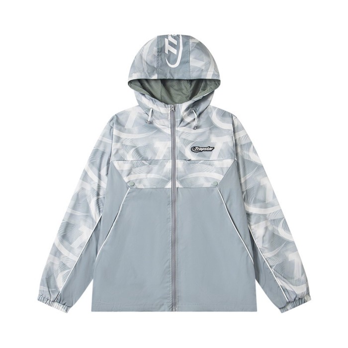American Trend Spliced Color Block Hooded Windbreaker Zip Up Jacket & Pants Set 3 colors 29077707