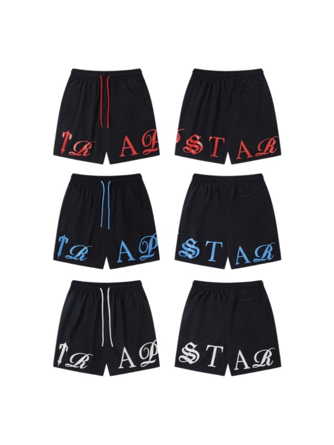 Unisex Loose Streetwear Colorful Gothic Letter Print & Drawstring Waist Shorts 3 colors 29077468