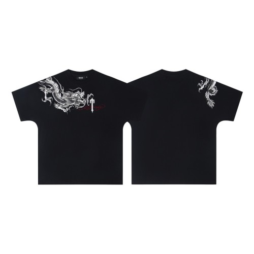 Batwing Sleeve Over Shoulder Dragon Print Rhinestone Letter T-shirt 29077762
