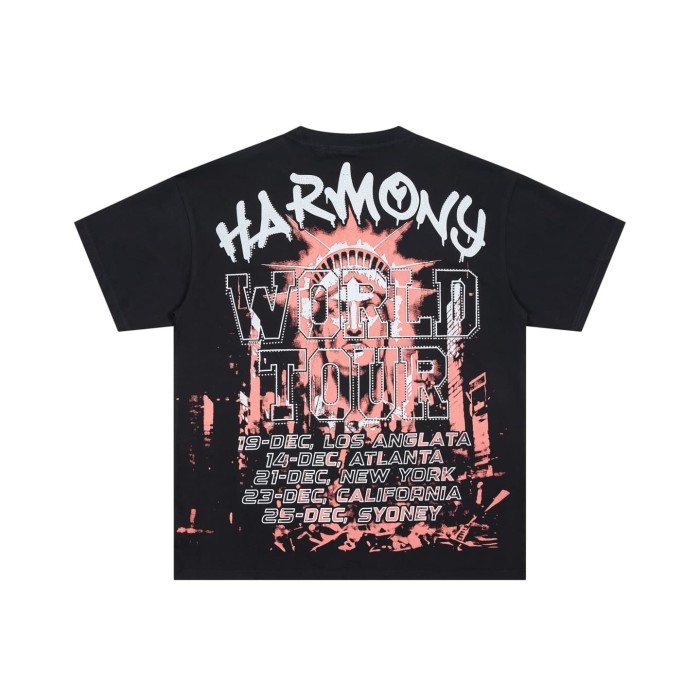 Tongue-out Statue Of Liberty Rhinestone Print Tee 29077652
