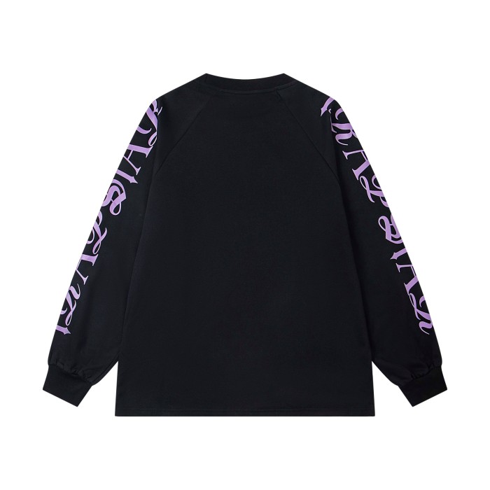 Oversized Edgy Streetwear Gothic Text Print Raglan Long Sleeve T-Shirt 2 colors 29077684