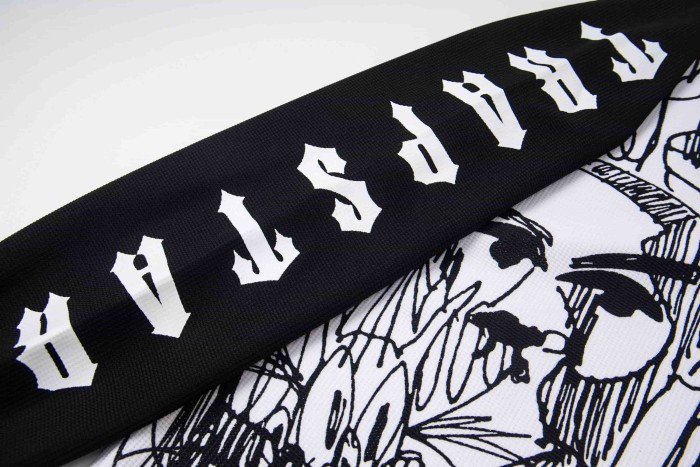 Oversized High Street Black and White Graffiti Print Raglan Long Sleeve T-Shirt 2 colors 29077612