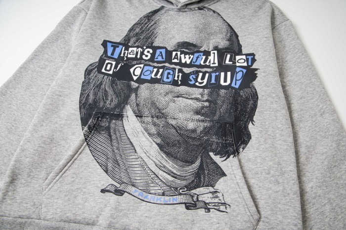 Collage Franklin Portrait & Graffiti Text Print Hoodie 2 colors 29077359