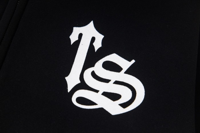 High Street  Arm Letter Print & Logo Embroidery Zip-Up Hoodie 29077574