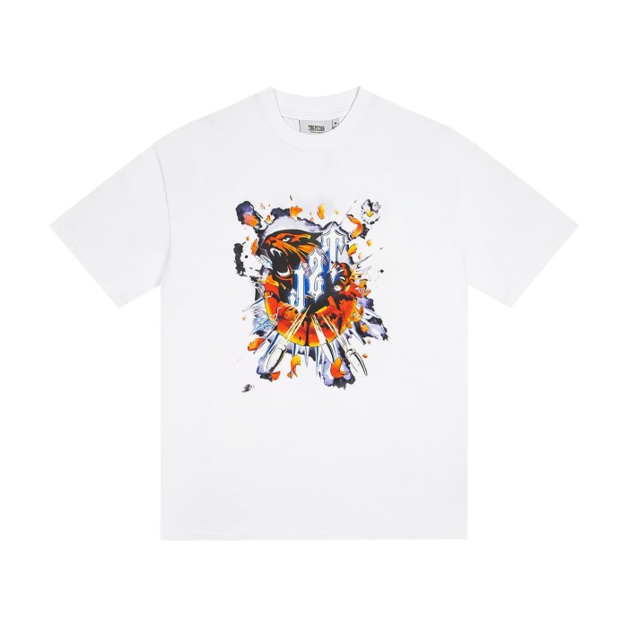 Urban Streetwear Tee with Fire Burst Tiger Art & Back Gothic Text Print T-Shirt 2 colors 29077292