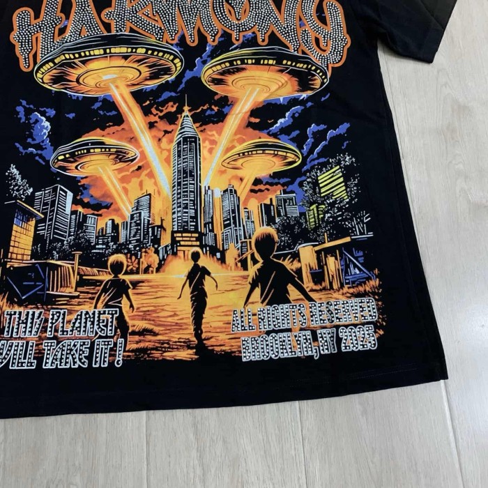 UFO Invasion Doomsday City Rhinestone Print Tee 29077648