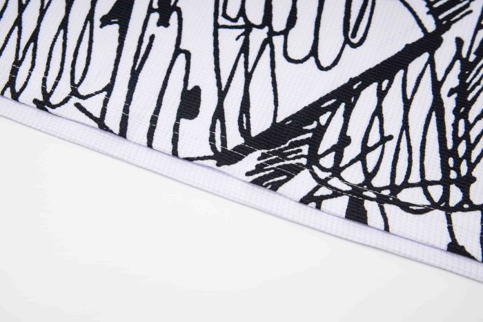 Oversized High Street Black and White Graffiti Print Raglan Long Sleeve T-Shirt 2 colors 29077612
