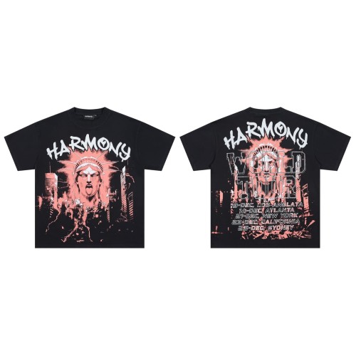 Tongue-out Statue Of Liberty Rhinestone Print Tee 29077652