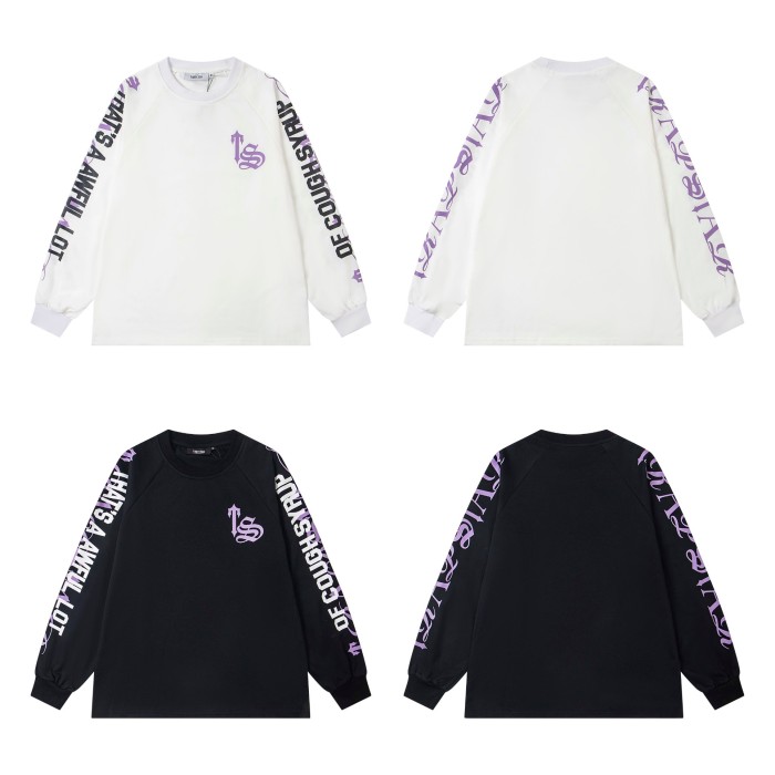 Oversized Edgy Streetwear Gothic Text Print Raglan Long Sleeve T-Shirt 2 colors 29077684