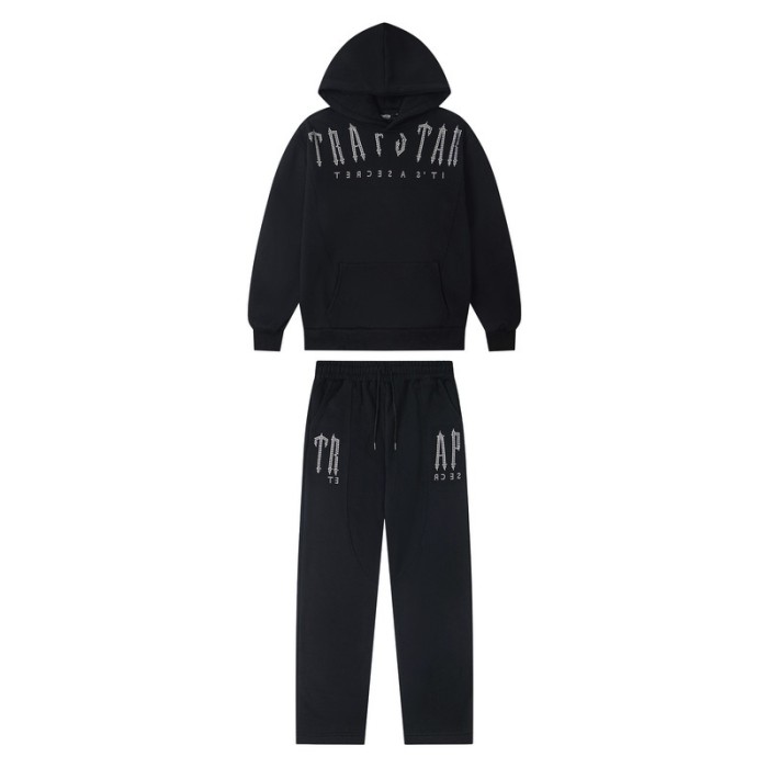 American Street Style Hot Drill Letter Print Spliced Fleece Lined Hoodie & Pants Set 2 colors 29077493