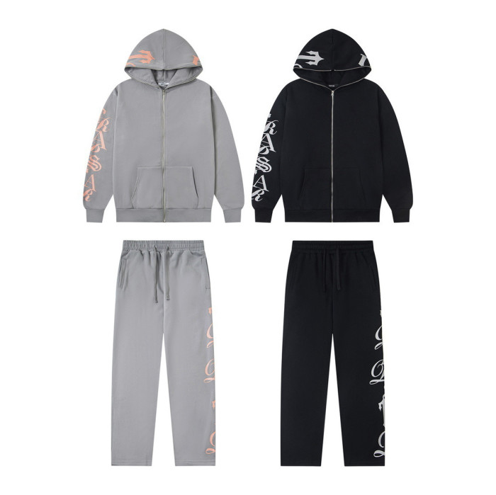 Arm Printed Letter Logo High Street Loose Fleece Hoodie & Pants Set 2 colors 29077507