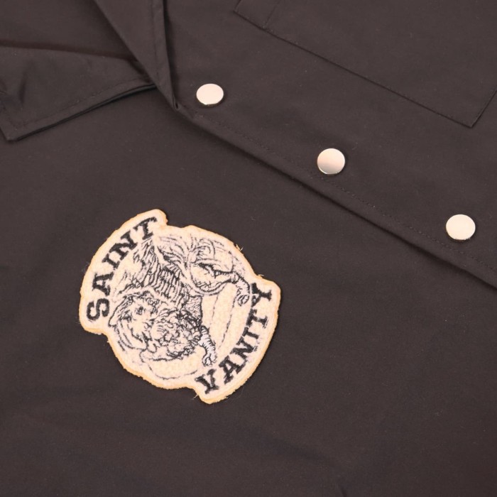 Badge Embroidery Buttoned Woven Workwear Shirt & Shorts Set 6 colors 29077774