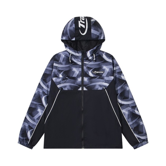 American Trend Spliced Color Block Hooded Windbreaker Zip Up Jacket & Pants Set 3 colors 29077707