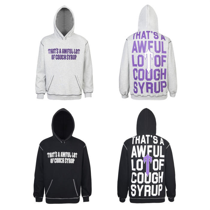 Letter Towel Embroidery Foam Print Hoodie & Pants Set 2 colors 29077530
