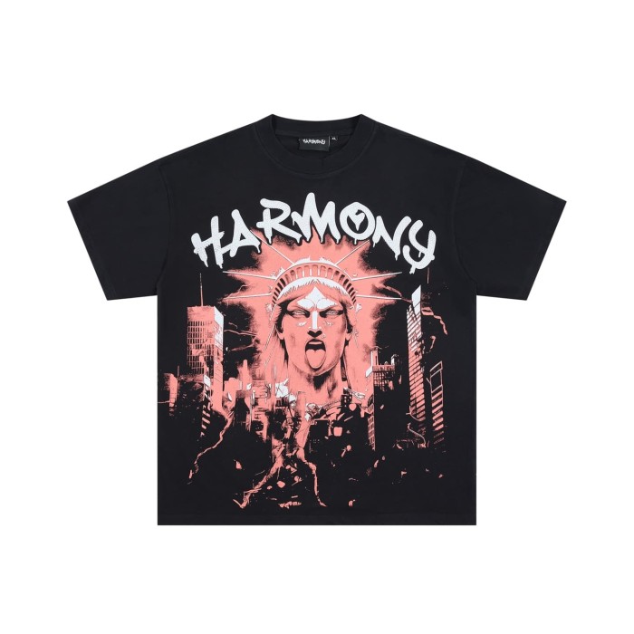 Tongue-out Statue Of Liberty Rhinestone Print Tee 29077652