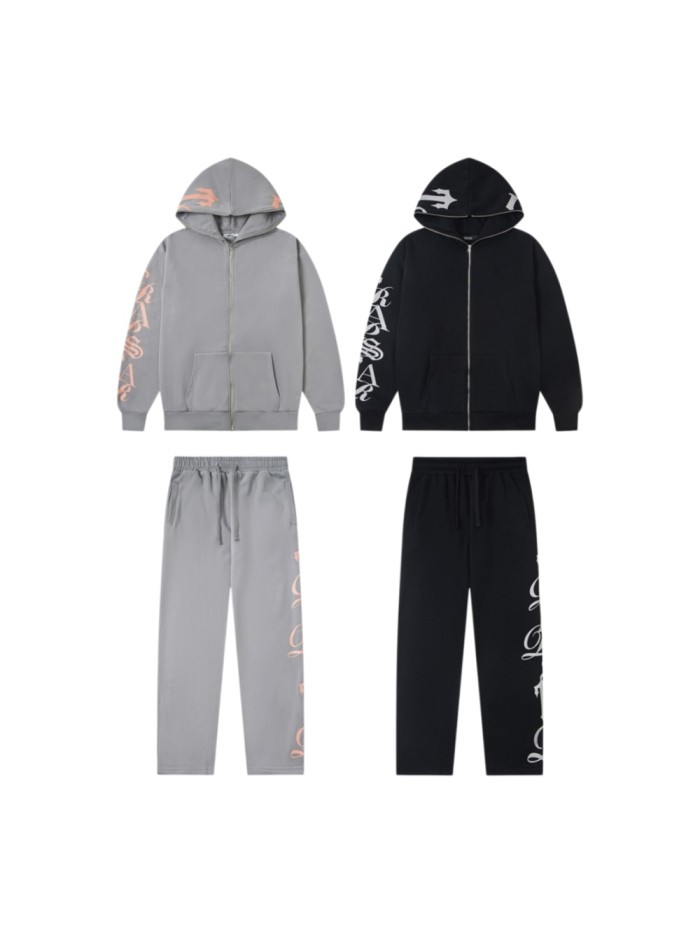 Arm Printed Letter Logo High Street Loose Fleece Hoodie & Pants Set 2 colors 29077507