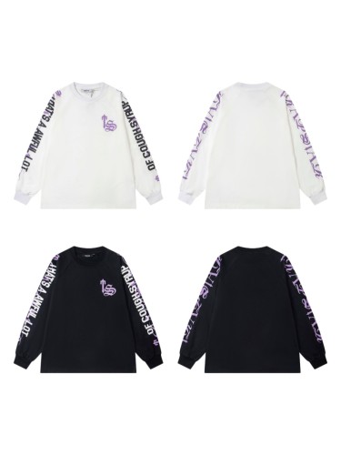Oversized Edgy Streetwear Gothic Text Print Raglan Long Sleeve T-Shirt 2 colors 29077684