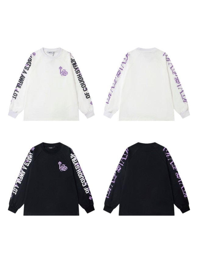Oversized Edgy Streetwear Gothic Text Print Raglan Long Sleeve T-Shirt 2 colors 29077684