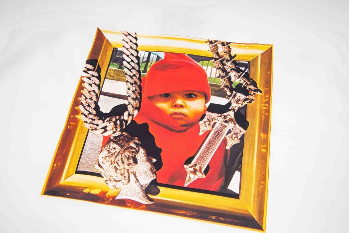 Front Framed Kid Portrait & Back Trapstar Gothic Logo Print T-Shirt 2 colors 29077294