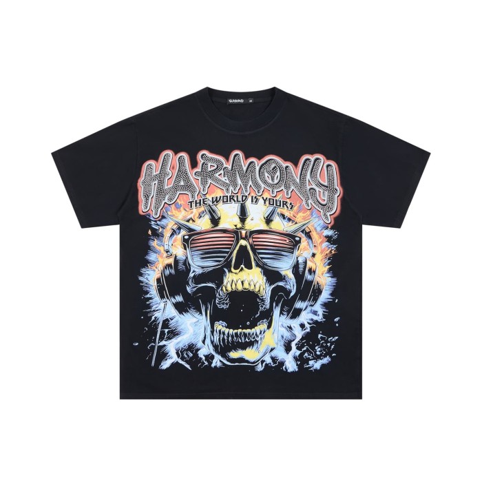 Flame Skull Sunglasses Rhinestone Print Tee 29077650